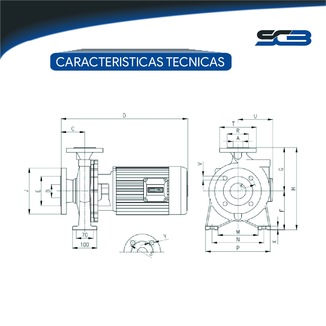 Bomba Centrifuga doble disco SCM2 70T 380V 5,5HP - Imagen 6
