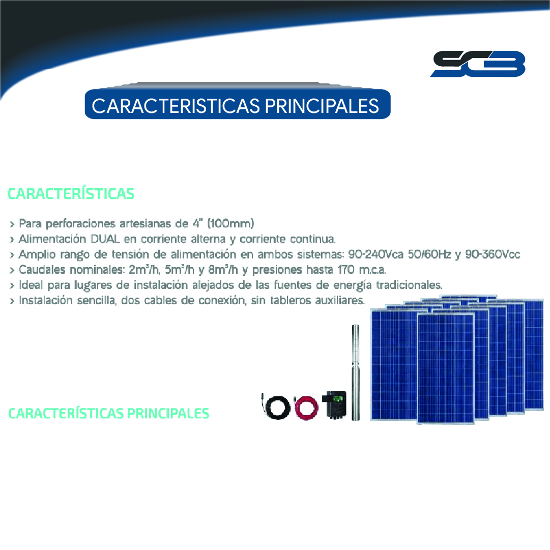 Kit Bomba Solar Bomba Sumergible 4TSSC7,5-70-110/1000 - Imagen 4