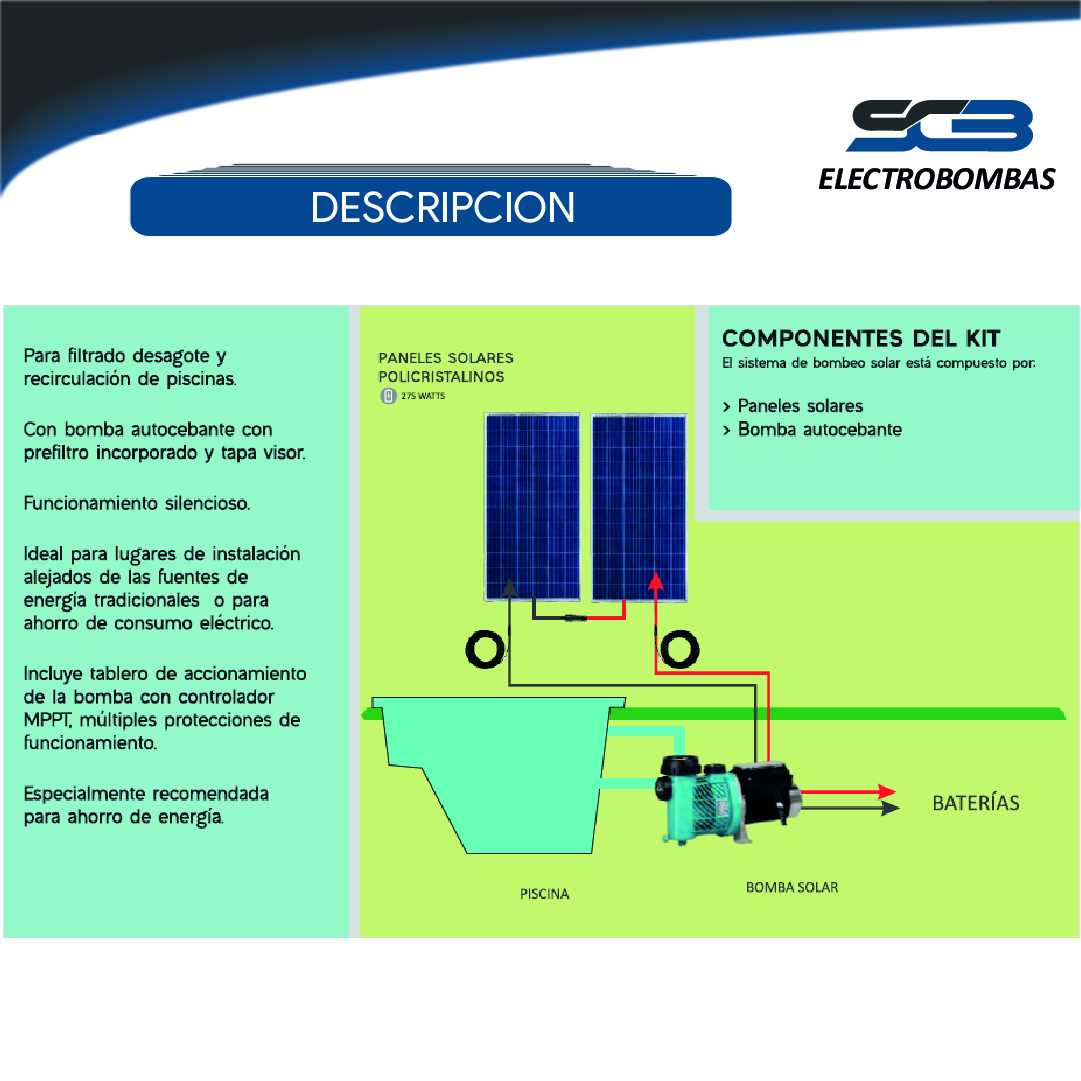 Kit Bomba Solar Autocebante para piscina TSSP15-14-48/600 - Imagen 6