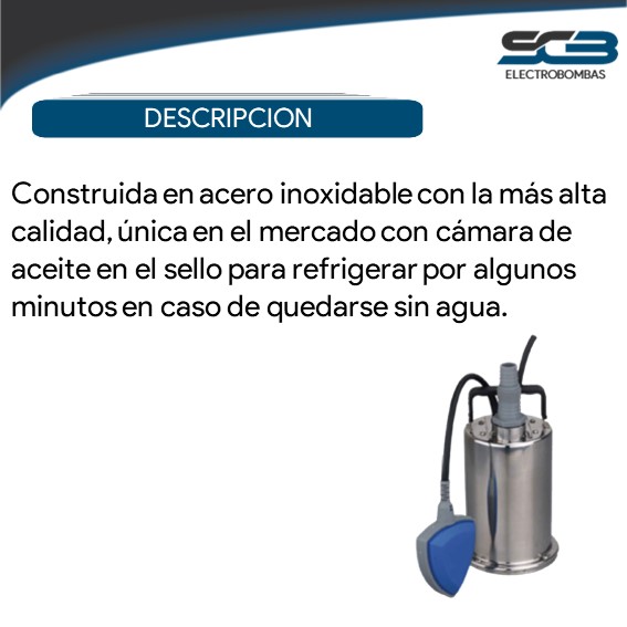 Bomba sumergible agua limpia inoxidable AC50 0,5HP 220V - Imagen 2