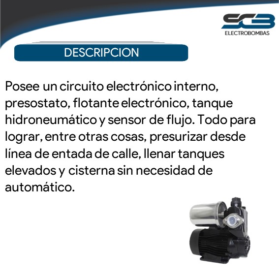 Presurizadora tanque cisterna PEI 4 0,75HP 220V - Imagen 2