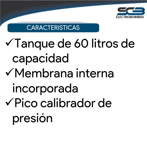 Tanque Hidroneumático Horizontal H60L 60 Litros - Imagen 3