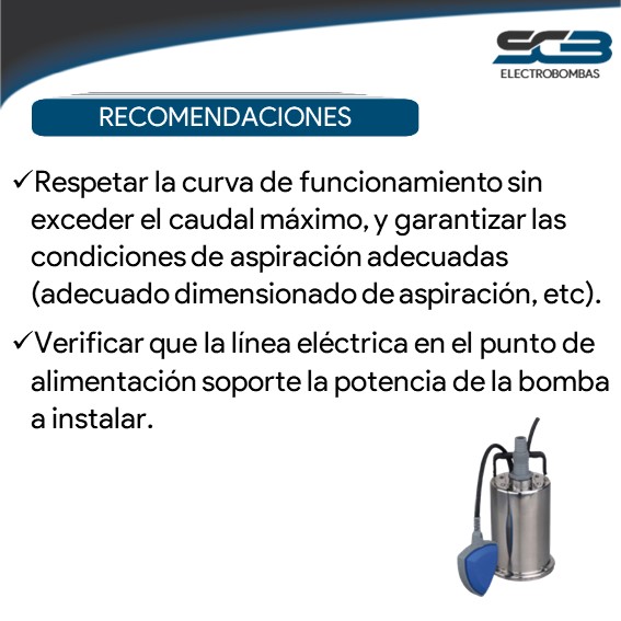 Bomba sumergible agua limpia inoxidable AC50 0,5HP 220V - Imagen 5